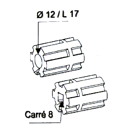 Moyeu Entrainement Alésage 12-CARRE 8 C602Couple ConiqueZURFLUH-FELLER