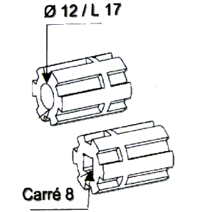 Moyeu Entrainement Alésage 12-CARRE 8 C602Couple ConiqueZURFLUH-FELLER