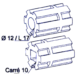 Moyeu Entrainement Alésage 12-CARRE 10 C603Couple ConiqueZURFLUH-FELLER