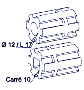 Moyeu Entrainement Alésage 12-CARRE 10 C603Couple ConiqueZURFLUH-FELLER