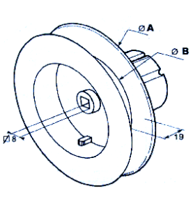 Poulie à embout ZF 45 Diamètre 123 mm Carrée 8 mm G112Poulies à sangleSIMU-ACCESSOIRES
