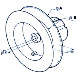 Poulie à embout ZF 64 Diamètre 123 mm Carrée 8 mm G113Poulies à sangleSIMU-ACCESSOIRES