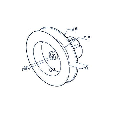 Poulie à embout ZF 64 Diamètre 123 mm Carrée 8 mm G113Poulies à sangleSIMU-ACCESSOIRES