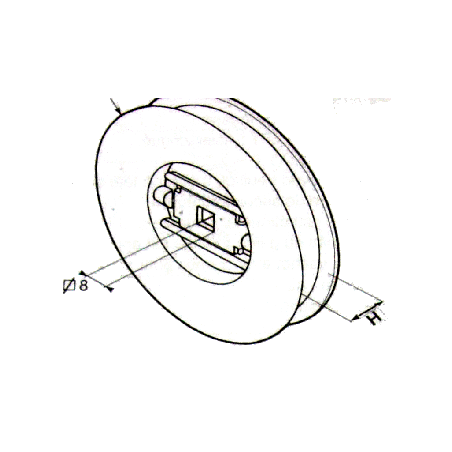 Poulie à clef Diamètre 126 mm/Carré 8 mm/Sangle 12 mm G105Poulies à sangleSIMU-ACCESSOIRES