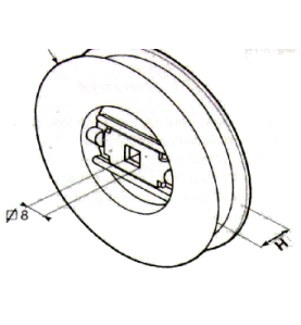 Poulie à clef Diamètre 126 mm/Carré 8 mm/Sangle 12 mm G105Poulies à sangleSIMU-ACCESSOIRES