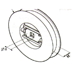 Poulie à clef Diamètre 126 mm/Carré 8 mm/Sangle 14-17 mm G120Poulies à sangleSIMU-ACCESSOIRES