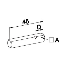 Axe Entrainement Carré de 8 mm Longueur 45 mm