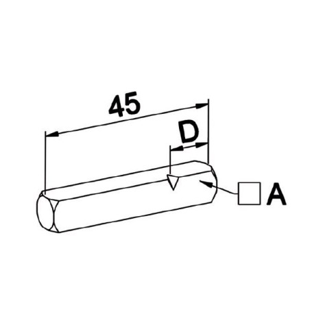 Axe Entrainement Carré de 8 mm Longueur 45 mm