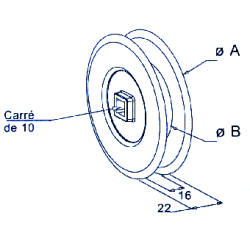 Poulie Diamètre 100 mm Carrée 10 mm G130BPoulies à sangleSIMU-ACCESSOIRES