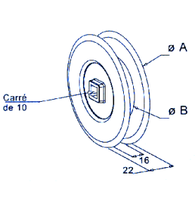 Poulie Diamètre 100 mm Carrée 10 mm G130BPoulies à sangleSIMU-ACCESSOIRES
