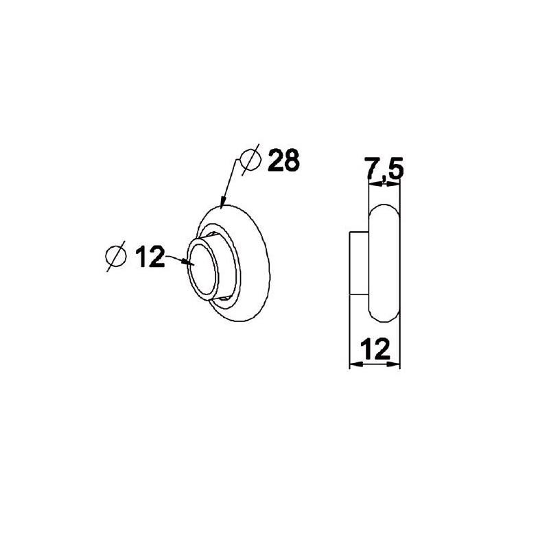 Roulement à billes D. Exter 28 mm Alésage 12 mm Ep 1.2 mm B132Poulies à sangleZURFLUH-FELLER