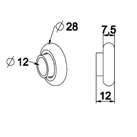 Roulement à billes D. Exter 28 mm Alésage 12 mm Ep 1.2 mm