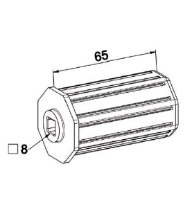 Embout OCTO 40 Longueur 65mm -Carré Femelle 8 mm A408Octogonal 40ZURFLUH-FELLER