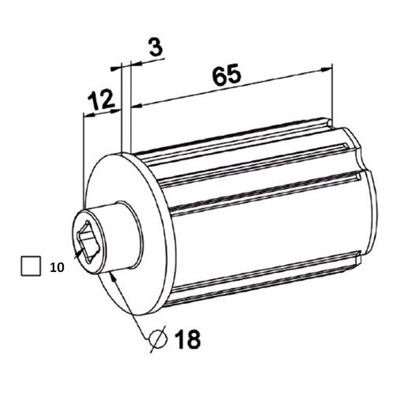Embout ZF 45 Carre de 10mm-Palier D 18 mm A221BRond ZF 45ZURFLUH-FELLER