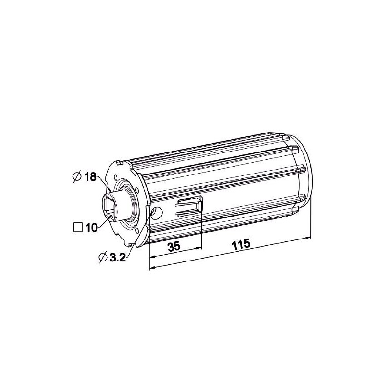 Embout Escamotable Palier D18-Carré 10 mm A490ARond ZF 54ZURFLUH-FELLER