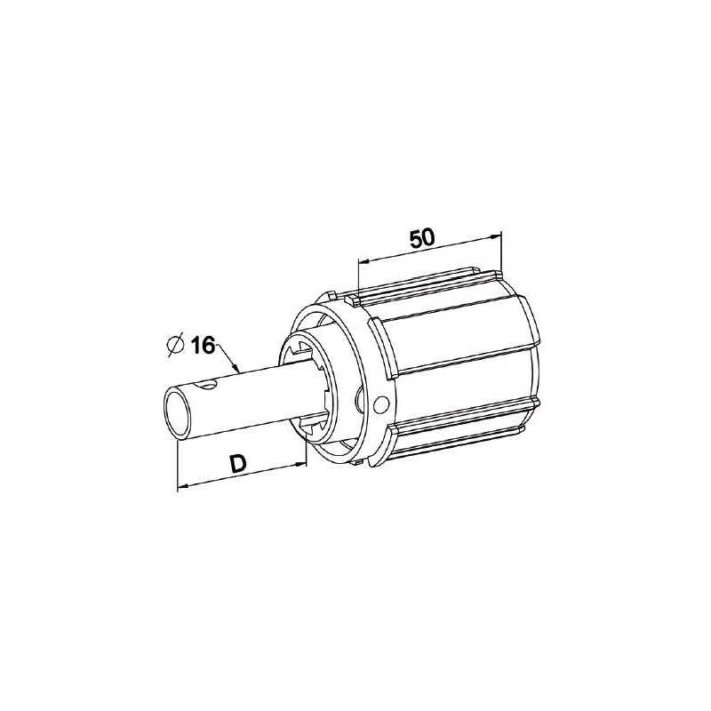 Embout ZF54 -Tube D16-Coté Treuil A850Rond ZF 54ZURFLUH-FELLER