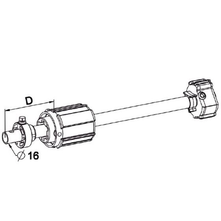 Embout télescopique ZF54-Tube D16-Lgr 170-270 mm