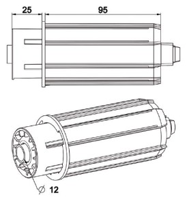 Embout Escamotable ZF54 à Piston-Rlt D12 mm-Coté Opposé A492ARond ZF 54ZURFLUH-FELLER