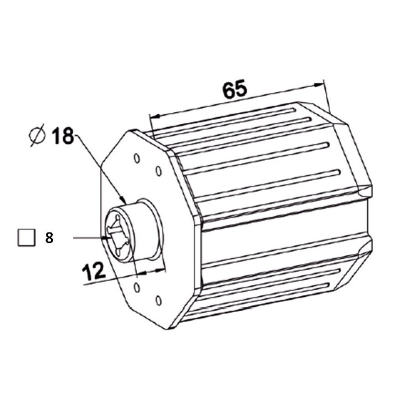 Embout OCTO 60 Téton D18 -Alésage Carré 8 mm A461Octogonal 60ZURFLUH-FELLER
