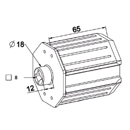 Embout OCTO 60 Téton D18 -Alésage Carré 8 mm