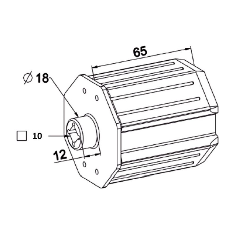 Embout OCTO 60 Téton D18 -Alésage Carré 10 mm A466Octogonal 60ZURFLUH-FELLER