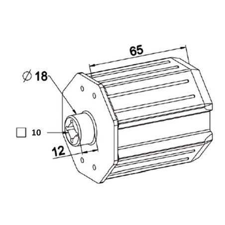Embout OCTO 60 Téton D18 -Alésage Carré 10 mm