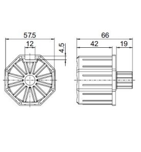 Embout OCTO 60-Crabot Male 16/20-SPF--Alésage d12 mm 419F904Octogonal 60ZURFLUH-FELLER