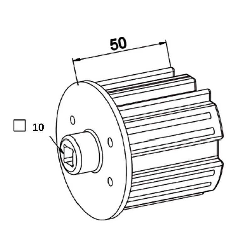 Embout ZF 64 -Carré Débouchant 10 mm-Téton D18 A300CRond ZF 64ZURFLUH-FELLER