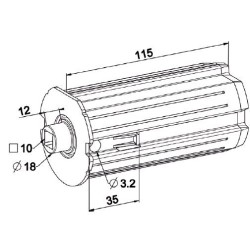 Embout  ZF 64 -Carré Débouchant 10 mm-Téton D18-L 115 mm