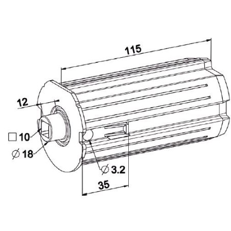 Embout  ZF 64 -Carré Débouchant 10 mm-Téton D18-L 115 mm
