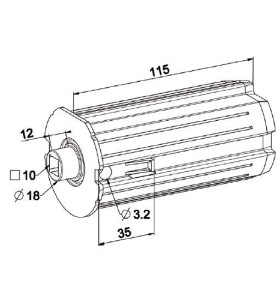 Embout ZF 64 -Carré Débouchant 10 mm-Téton D18-L 115 mm A322ARond ZF 64ZURFLUH-FELLER