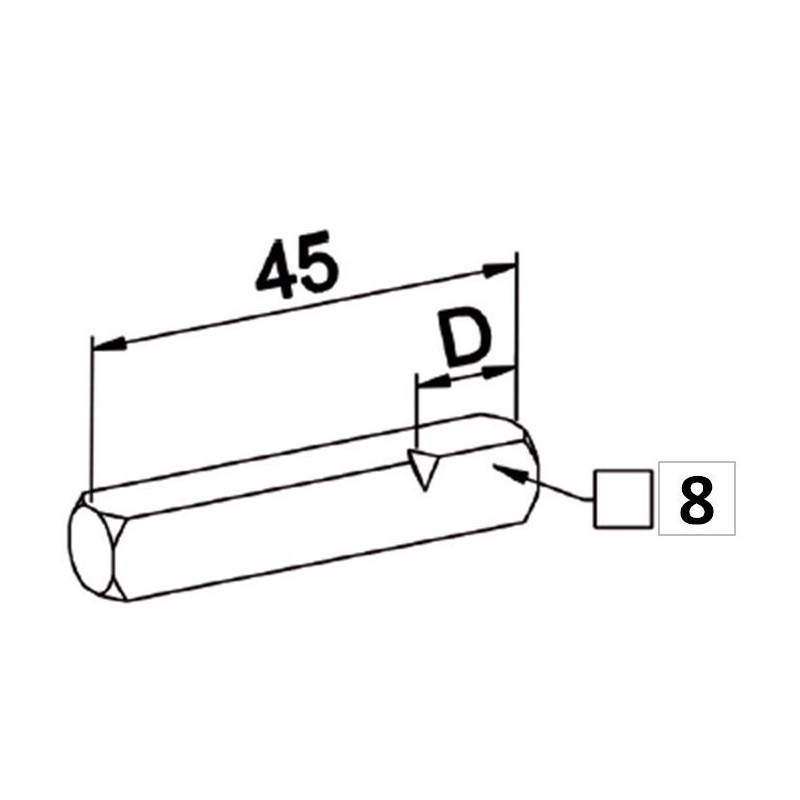 Tige Carré de 8 mm-Longueur 45 mm A604Roulement et SupportZURFLUH-FELLER