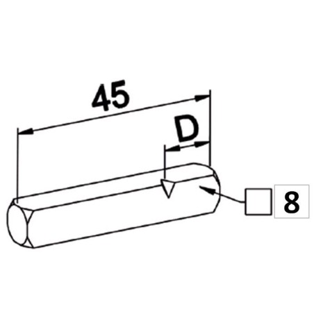 Tige Carré de 8 mm-Longueur 45 mm