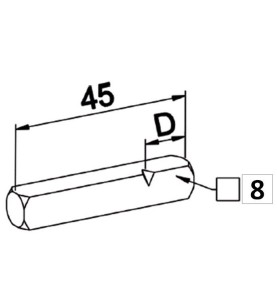 Tige Carré de 8 mm-Longueur 45 mm A604Roulement et SupportZURFLUH-FELLER