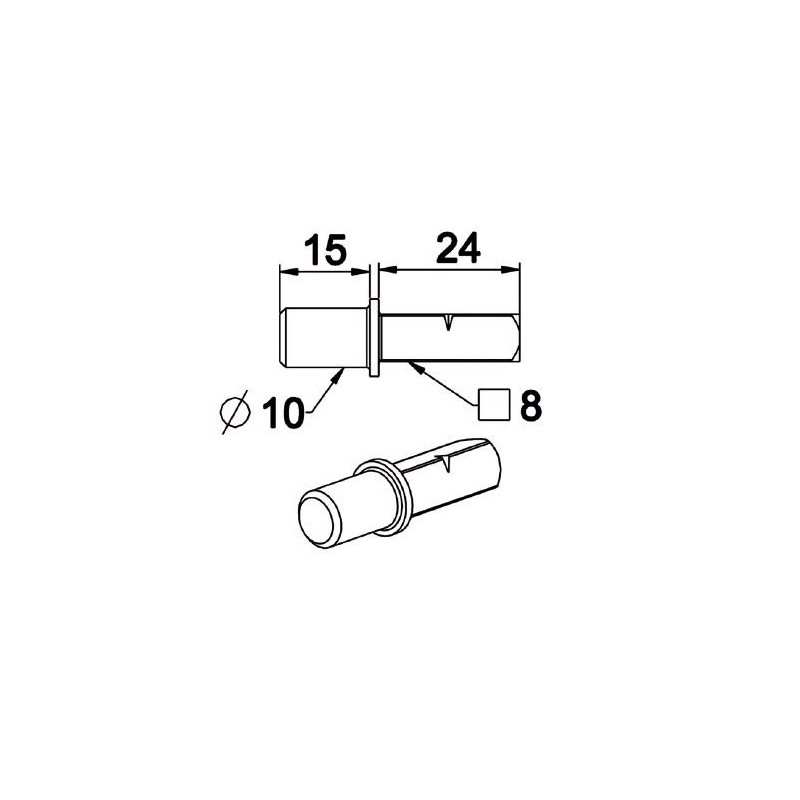 Tourillon Carré de 8 mm-Diamètre 10 mm A606Roulement et SupportZURFLUH-FELLER