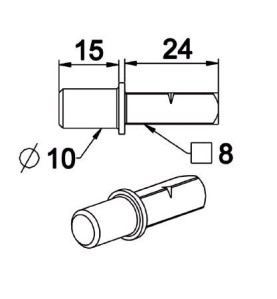 Tourillon Carré de 8 mm-Diamètre 10 mm A606Roulement et SupportZURFLUH-FELLER