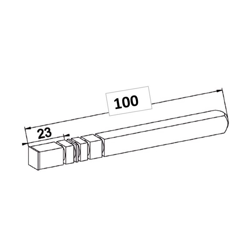 Axe Carré de 10 mm-Longueur 100 mm A605Roulement et SupportZURFLUH-FELLER