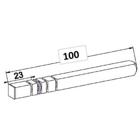 Axe Carré de 10 mm-Longueur 100 mm