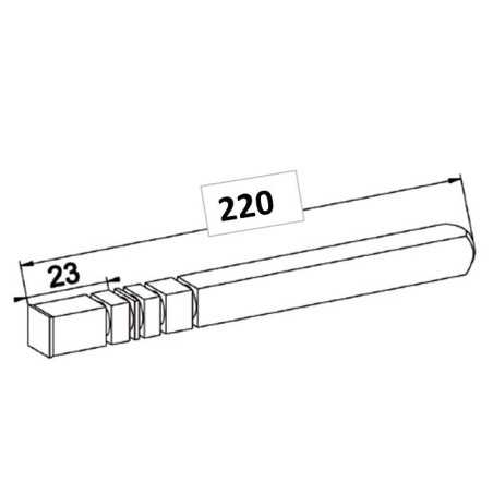 Axe Carré de 10 mm-Longueur 220 mm