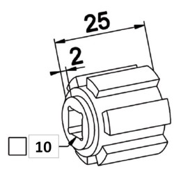 Moyeu Crabot male 22/27 ZF-Trou Carré de 10 mm débouchant