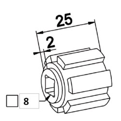 Moyeu Crabot male 22/27 ZF-Trou Carré de 8 mm débouchant