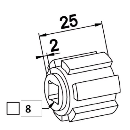 Moyeu Crabot male 22/27 ZF-Trou Carré de 8 mm NON débouchant