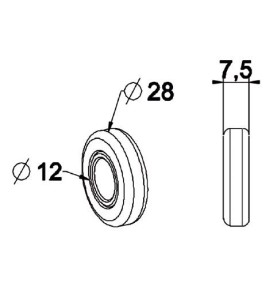 Roulement 28x12 mm-Noyau Nylon B120Roulement et SupportSIMU-ACCESSOIRES