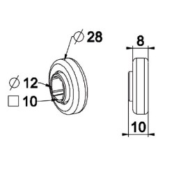 Roulement 28x Carre 10 mm-Noyau ACIER