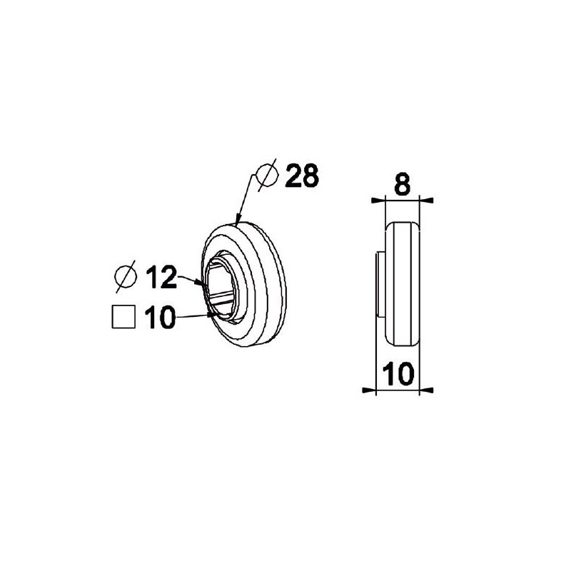 Roulement 28x Carre 10 mm-Noyau ACIER B134Roulement et SupportSIMU-ACCESSOIRES