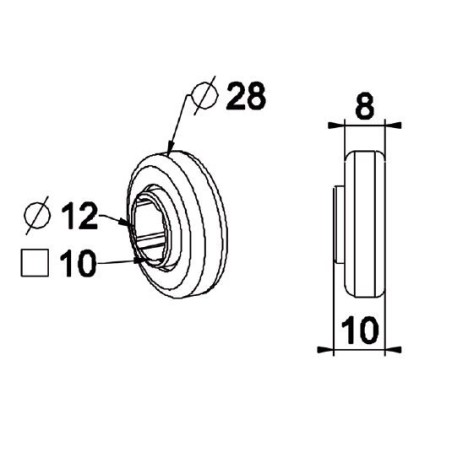 Roulement 28x Carre 10 mm-Noyau ACIER
