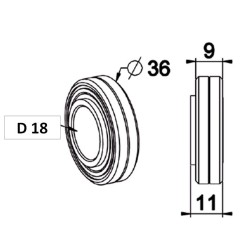 Roulement 36x18 mm-Noyau Nylon