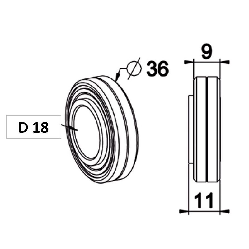 Roulement 36x18 mm-Noyau Nylon B128Roulement et SupportSIMU-ACCESSOIRES