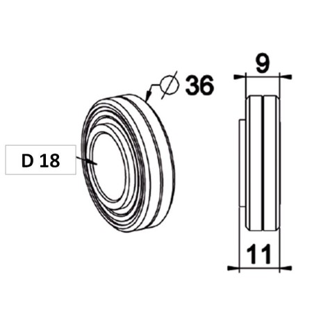 Roulement 36x18 mm-Noyau Nylon