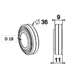 Roulement 36x18 mm-Noyau Nylon B128Roulement et SupportSIMU-ACCESSOIRES